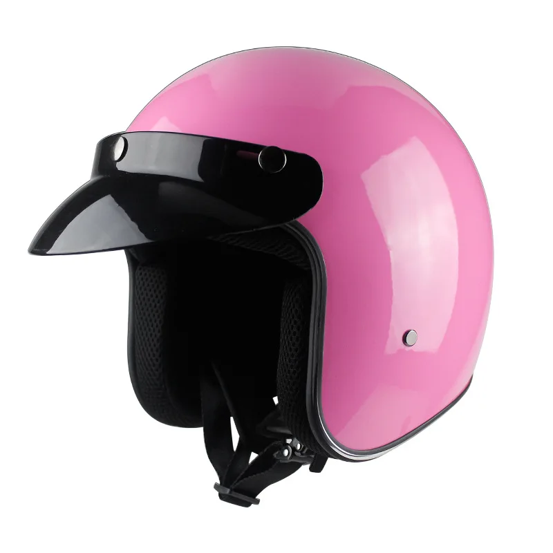 Casco de motocicleta Vintage para mujer, Capacete Retro de cara abierta, Vespa Enduro, descenso, ciclomotor, color rosa, 3/4