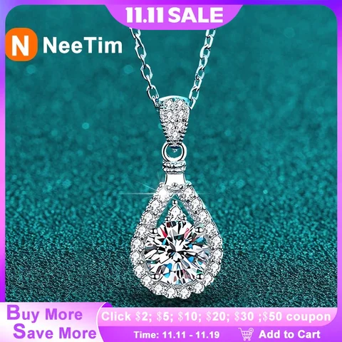 NeeTim ожерелье с муассанитом, серебро 925