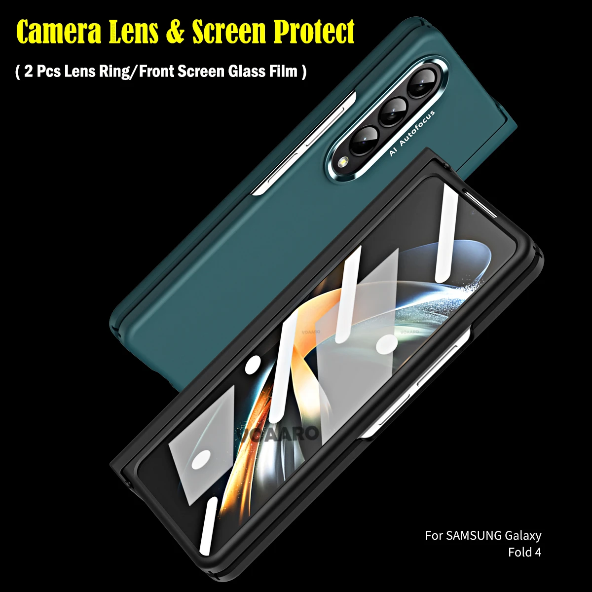 Front Screen Film Cover for Samsung Z Fold 4 5G Hinge Case with Pen Slot & Touch Pen & 2 Pcs Lens Ring for Samsung Z Fold 4 Case