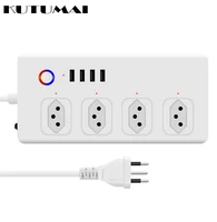 eu plug power strip socket splitter wall standard tuya smart socket 4outlet 4usb ports work with alexa google home voice control