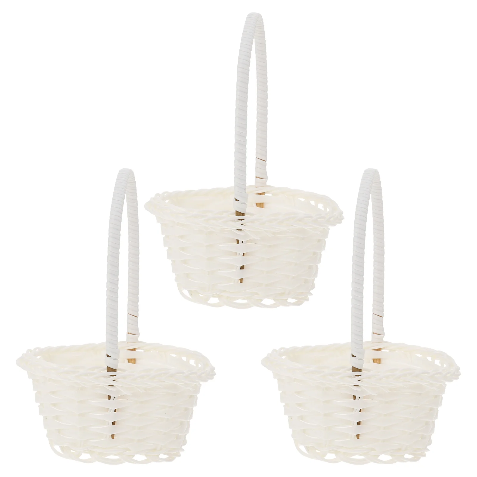 

3 Pcs Storage Basket Woven Hamper Dried Flower Basket Filler Snack Storage Bins Plastic Rattan Kids Grocery Basket Child