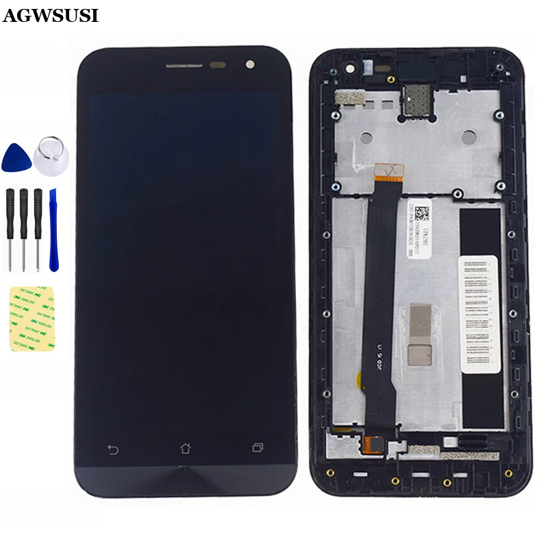 

For ASUS Zenfone 2 ZE500CL Z00D Full LCD Display Panel Module Monitor + Touch Screen Digitizer Glass Sensor Assembly + Frame