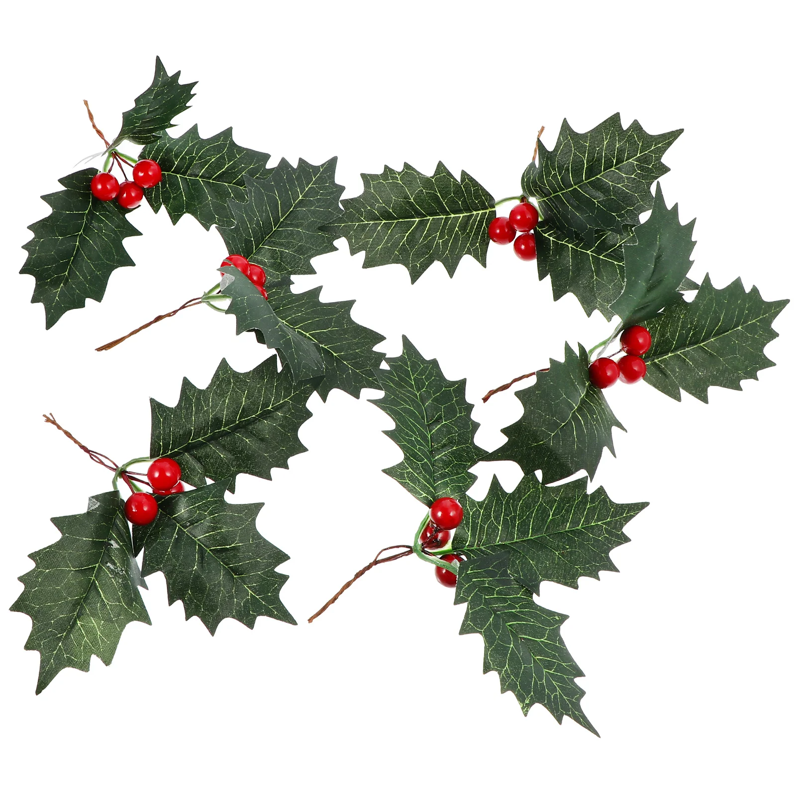 

Christmas Berry Pine Artificial Stem Pick Wreath Red Leaf Xmas Tree Berries Leaves Branches Needle Floral Flowers Ornament