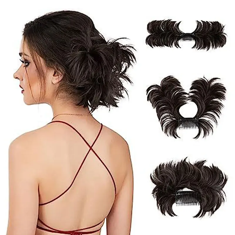 Synthetic wig, chicken nest, ball head, curly hair, spicy girl, fluffy and messy bun hair pieces, adding temperament and hair ri