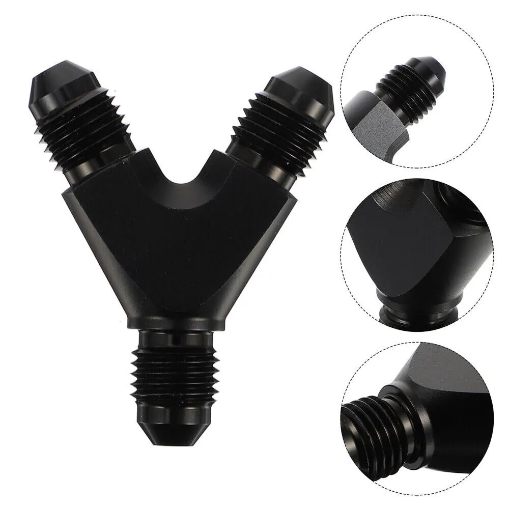 

High Quality AN4 AN6 AN8 AN10 Aluminum Y Block Adapter Thread Fittings Adaptor Universal Black Y Type Tee Oil Pipe Joint