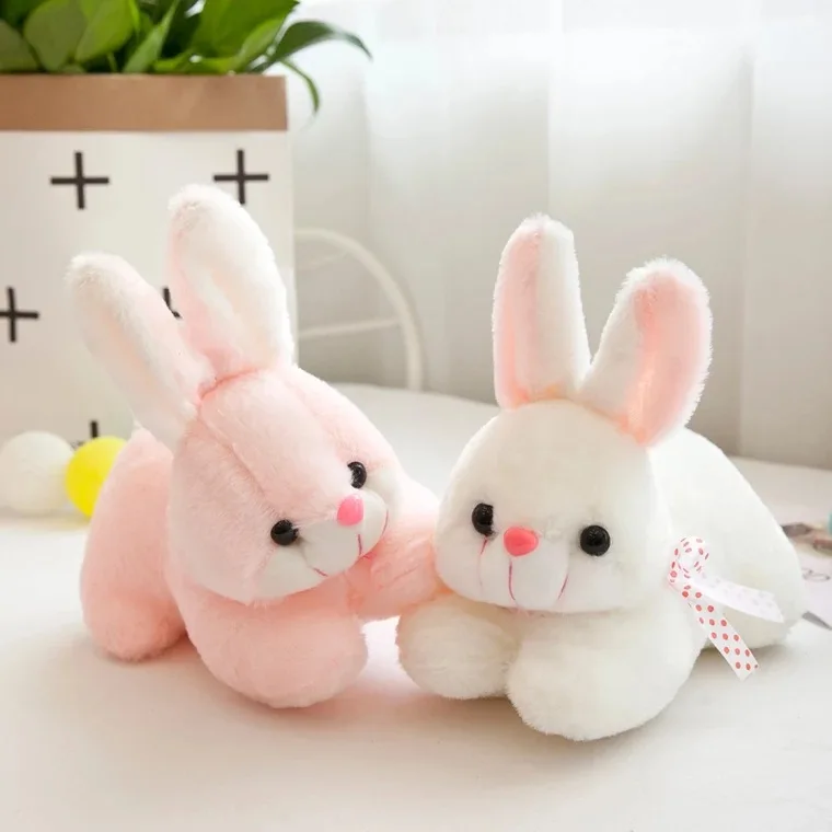 

26CM Kawaii Cute Pink & White Rabbit Animal Rabbits Stuffed Plush Toy Home Decoration Baby Birthday Gift