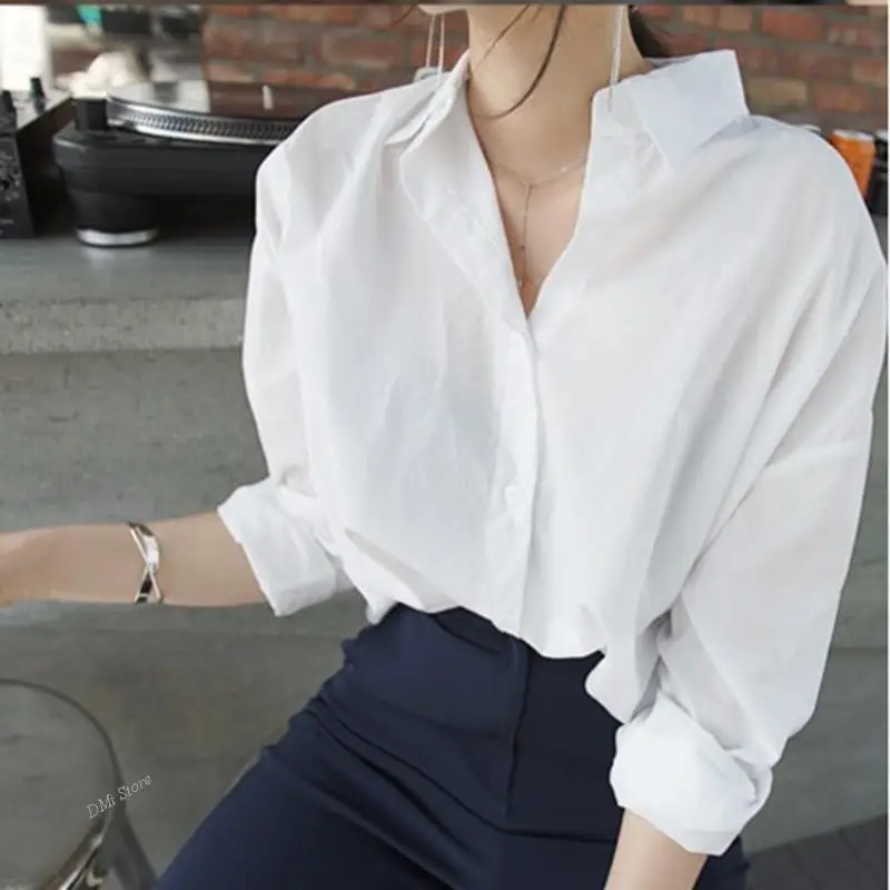 

DIMI Cotton Shirts Women Loose Casual Blouses Tops Spring White Shirt Women Long Sleeve Plus Size Women Blouse Femme
