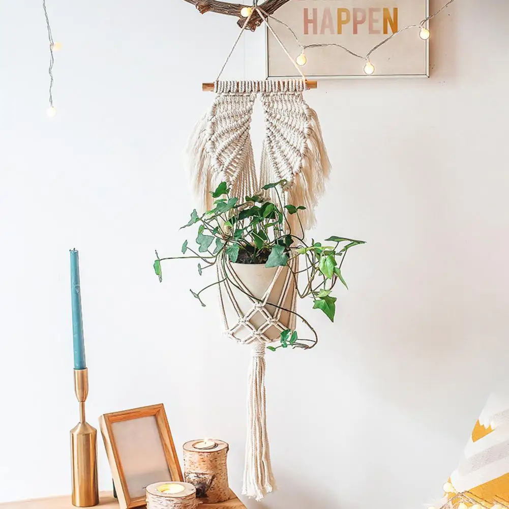 

Вешалка для растений, подвесная вешалка для цветочных горшков из натурального хлопка с защитой от деформаций для дома