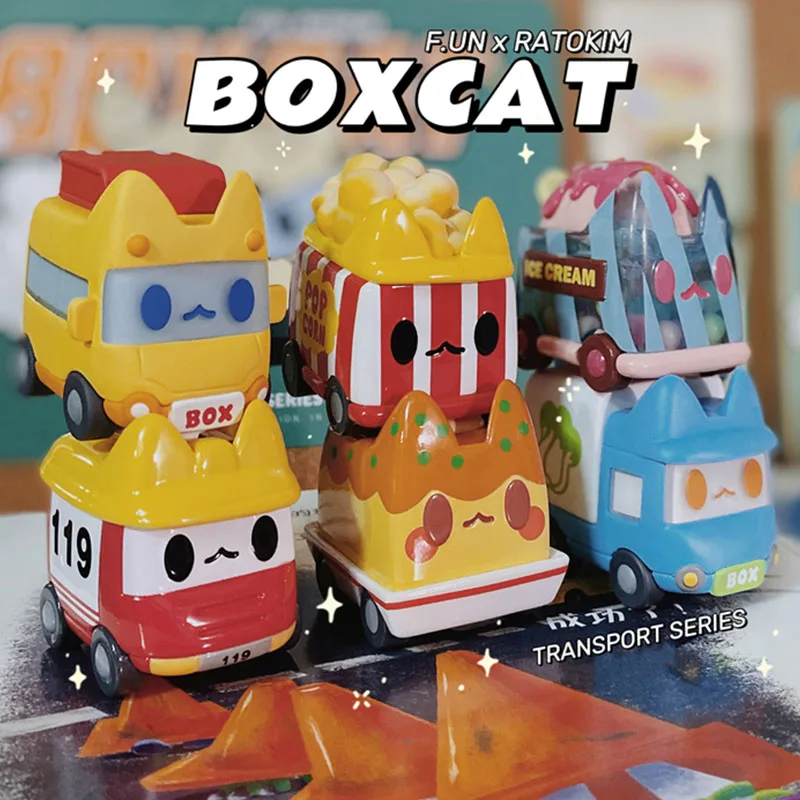 Оригинальная транспортная серия BOXCAT, технические игрушки, милая коробка для загадок, Аниме фигурки, кукла, кавайная модель, детский подарок на день рождения, коробка-сюрприз