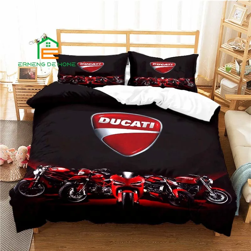 

Ducati Motorcycle Logo Pattern Duvet Cover Set Pillowcase Bedding Set Single Double Twin Full Queen King Size for Bedroom Decor