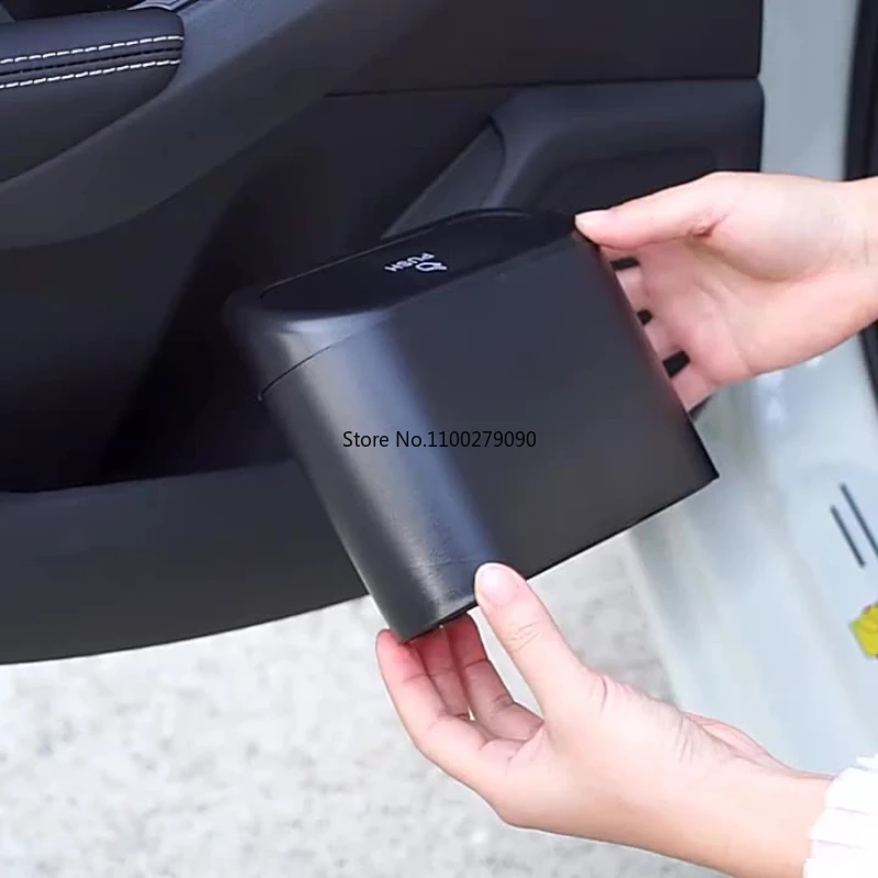 

Car Trash Bin Hanging Vehicle Garbage Dust Case Storage Box Black Abs Square Pressing Type Trash Can Auto Interior Accessories B
