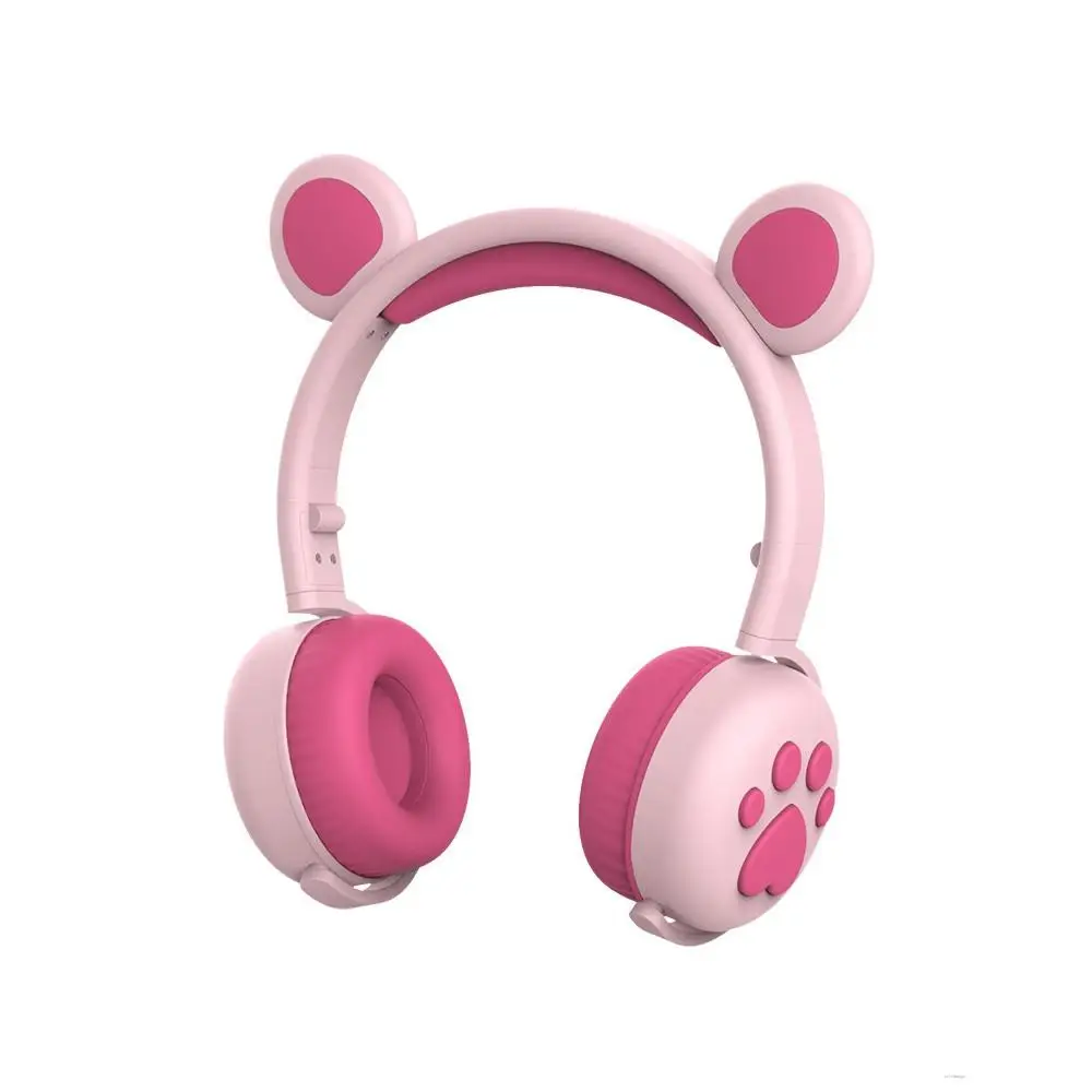 

Bluetooth 5.0 Headphones Glowing Cute LED Cat Bear Paw Girls Gift Kids Headset AUX Wireless HIFI Stereo Bass Mystery