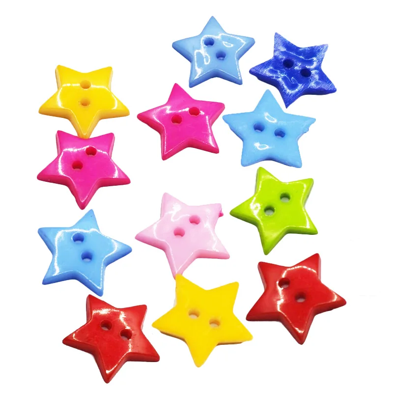 

50PCS 12/19MM Colours Five- Pointed Star Two Eye Button Resin Sewing Buttons Diy Scrapbooking Multicolour Buttons for Clothing