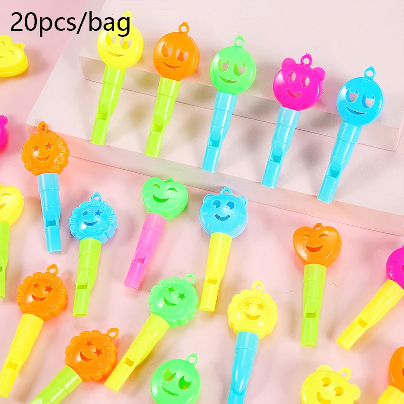 

Пластиковые свистки со смайликами для детей 20 шт.