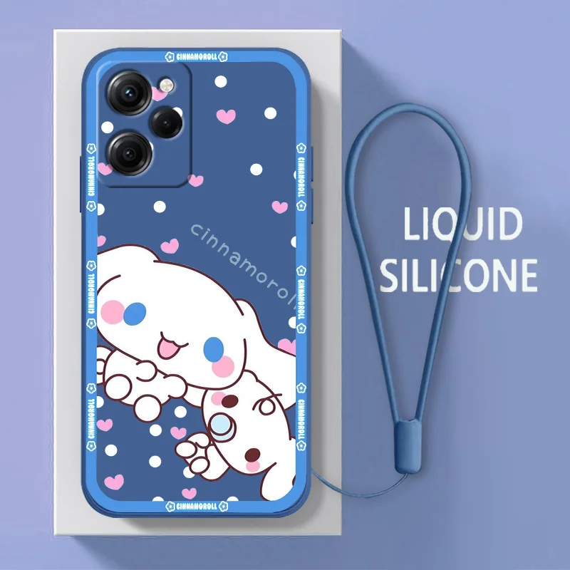

Cinnamoroll Cute For Xiaomi POCO X5 M5 C40 M4 X4 F4 C40 X3 NFC F3 GT M4 M3 M2 Pro C3 X2 4G 5G Liquid Rope Soft Phone Case Coque