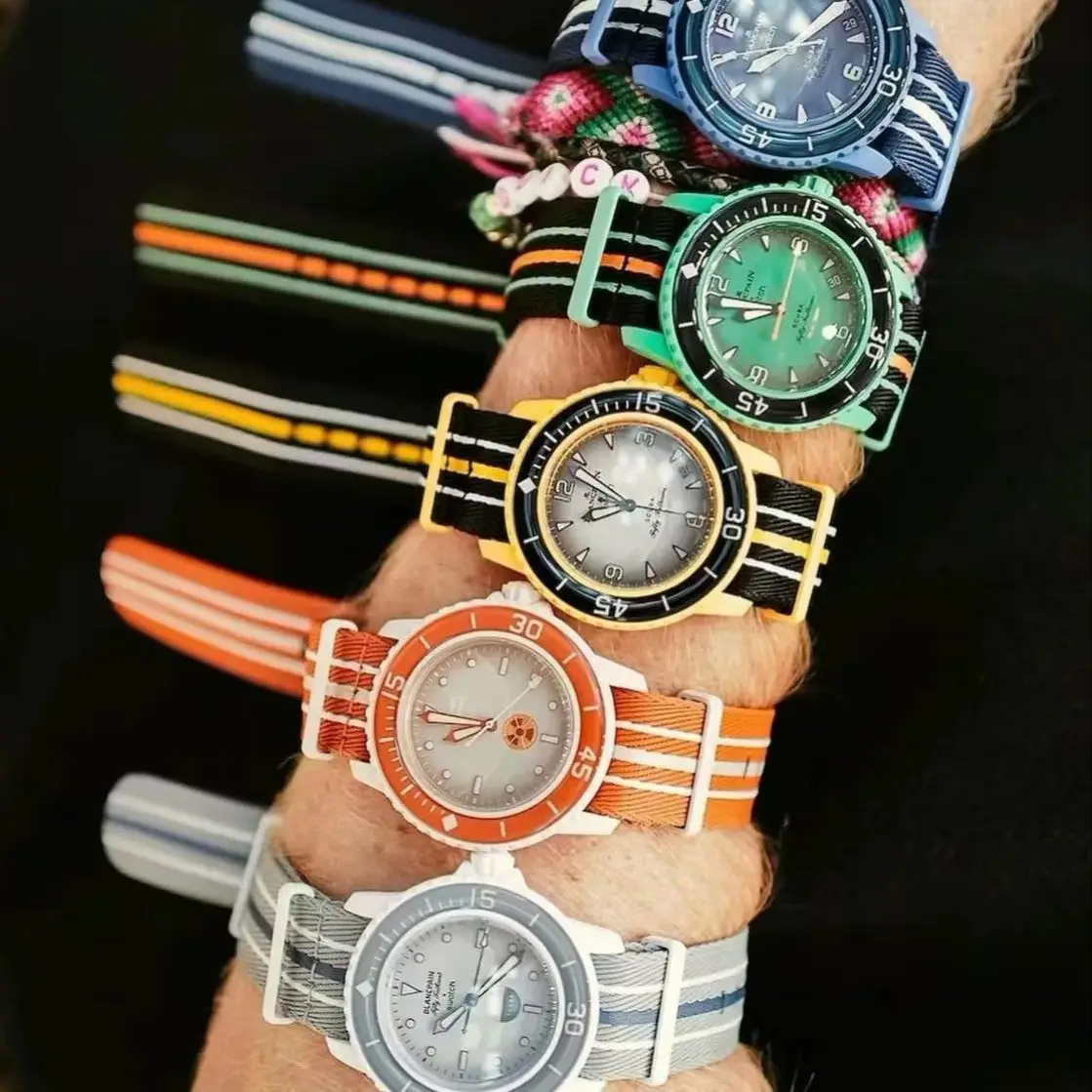 

Fashion Co Branded Watches Men Female Mechanical Movement Swatch Ocean Wristwatch Blancpain Pacific Atlantic Best Version