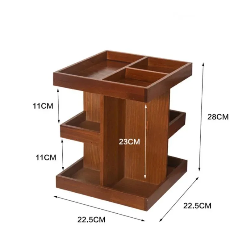 Винтажный деревянный органайзер для макияжа Настольный Вращающийся ящик