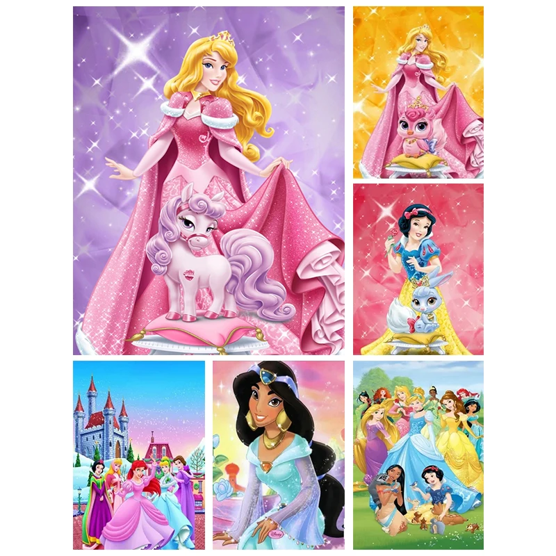 

Diamond Painting Disney Princess Characters Ab Cartoon Portrait Mosaic Hobby Full Square Round Drill Home Mural Decoration Ll71