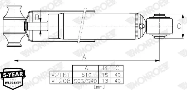 

Задний амортизатор V1208 правый-левый транзит CUSTOM 13