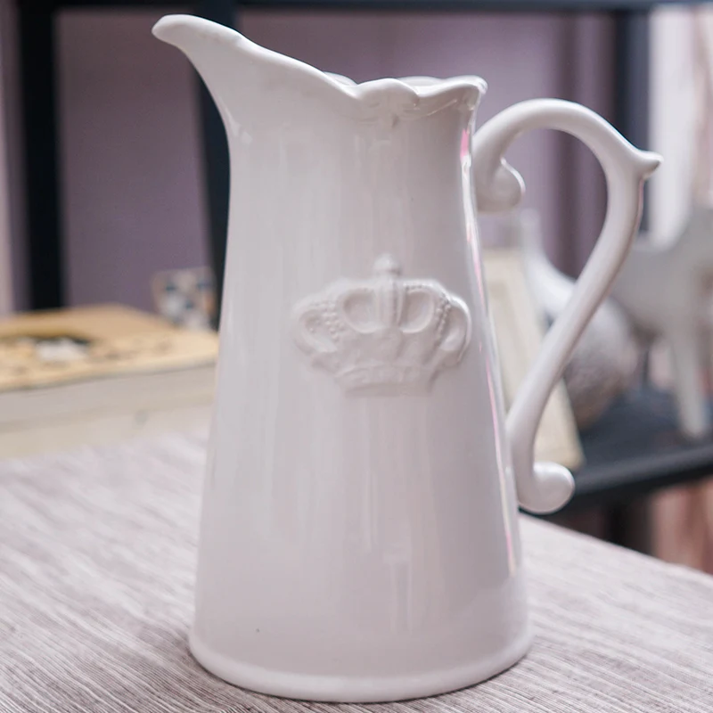 Винтажная керамическая ваза для воды Цветочная декоративный фарфор белая корона