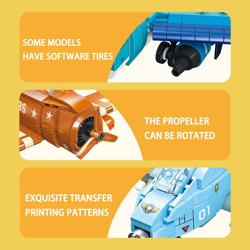 Конструктор Военный с пропеллерами модель реактивного истребителя кирпичи WW2