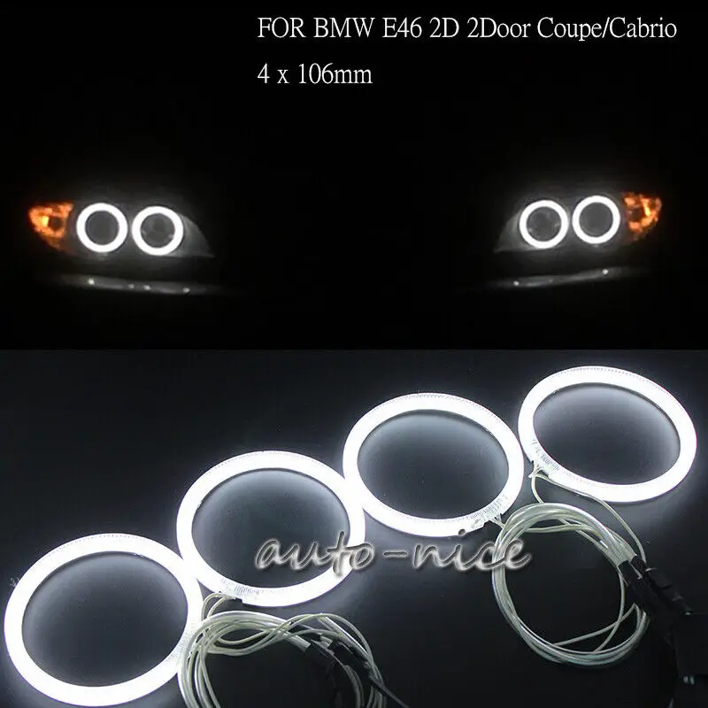 

Для BMW E46 2D Coupe Facelift LED Angel Eye Halo Ring Light Cotton White 106mmX4