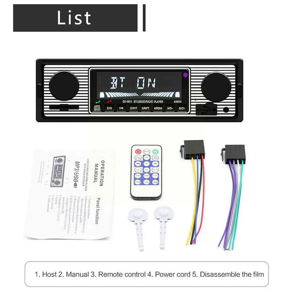 Vintage Dual Knob Mp3 Player Fm Stereo Aux Speaker Classic Retro Car Tuner Accessories Usb Receiver Aud G1x7