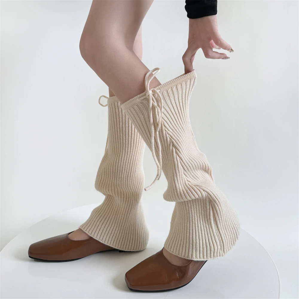 Осенне-зимние серые носки до икры Женские однотонные Свободные Теплые Вязаные