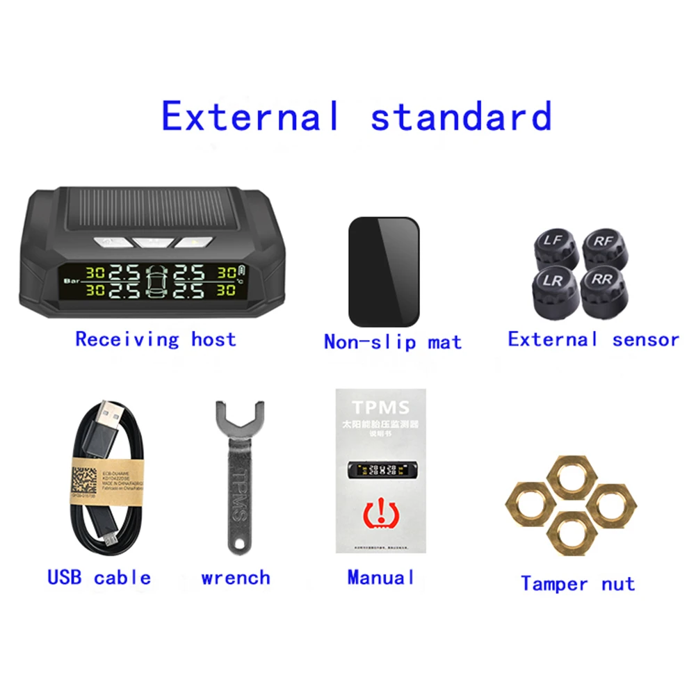 

100% Brand New Car Accessories Tire Pressure Monitor TPMS Wireless TPMS AN05 Solar Solar Tire Pressure Monitor