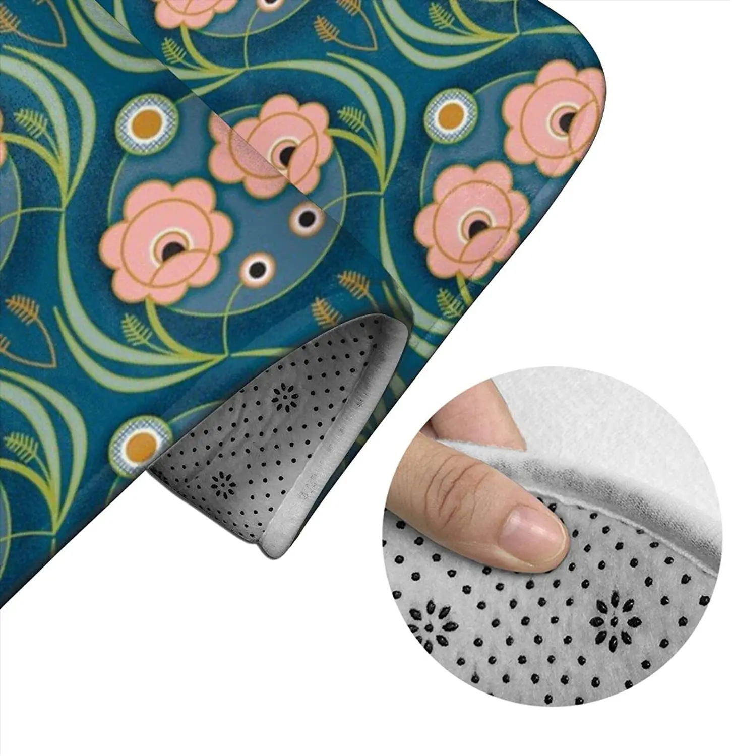 

Fleur De Nuit (Maxi) bathroom Mat Sets 3 Piece Set Rugs Memory Foam Mat Set Toilet Seat Cover Bath Mat Lid Cover