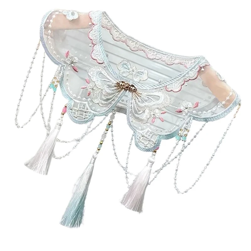 Новый стиль наплечная накидка с вышивкой бабочки для дам шаль накладным