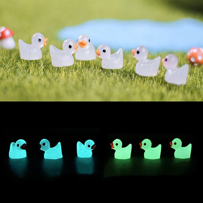 

5-20Pcs Mini Luminous Duck Micro Ornaments Fluorescence Animal Succulent Plants Potted Decoration Micro Landscape Accessories