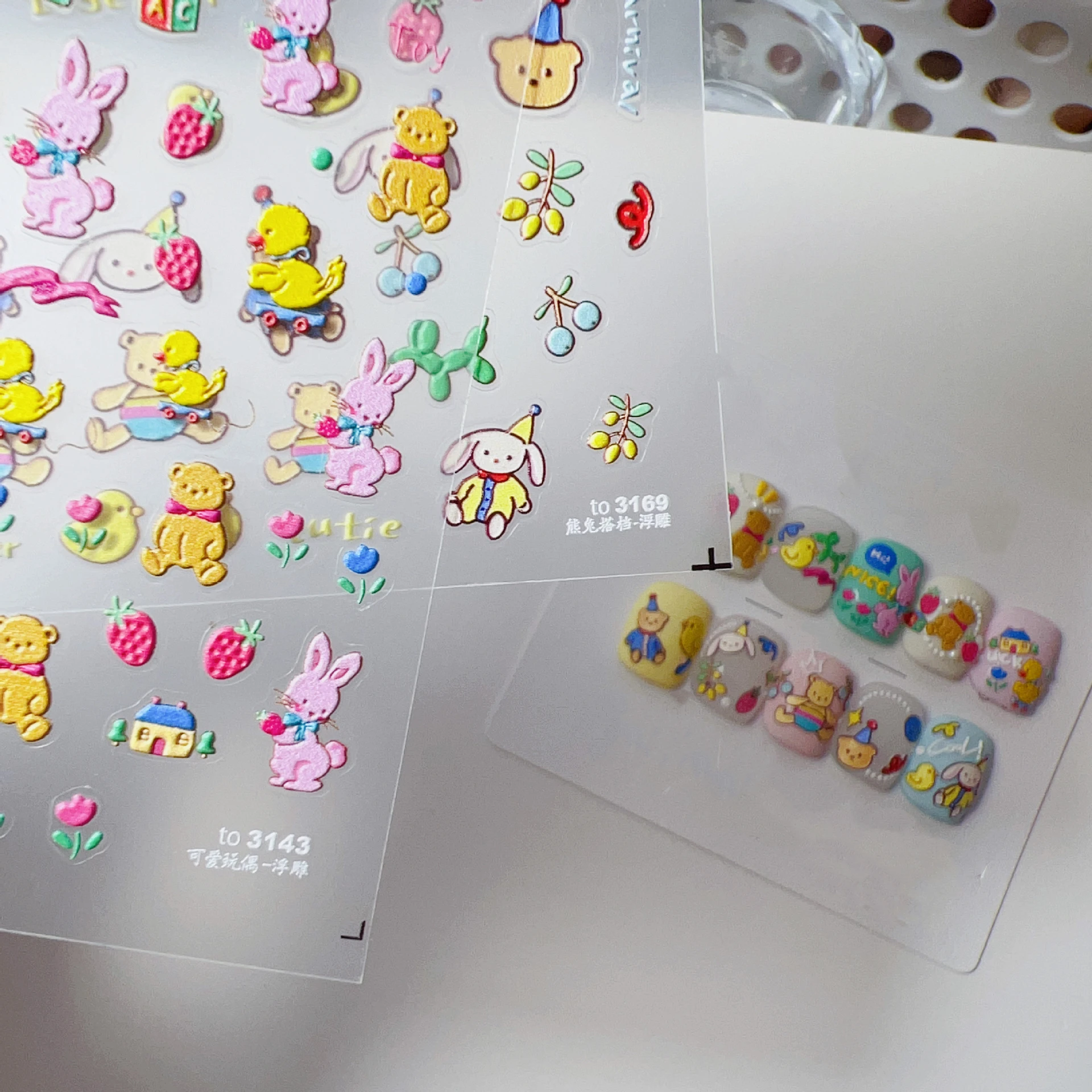 

Popular Relief Nail Stickers Cute Bear Rabbit Doll Nail Stickers