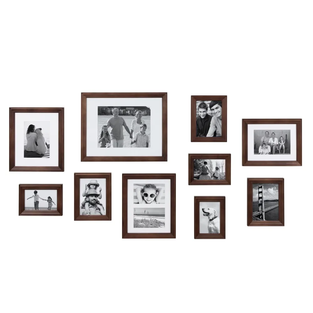 

Bordeaux Modern Gallery Wall Kit, Set of 10 with Assorted Size Frames with Dark Espresso Finish