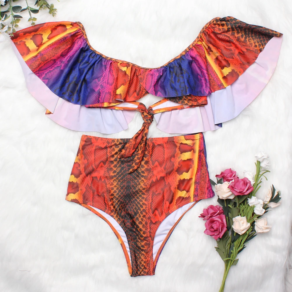 Женский купальник 2022 сексуальные бикини с оборками пляжный купальный костюм