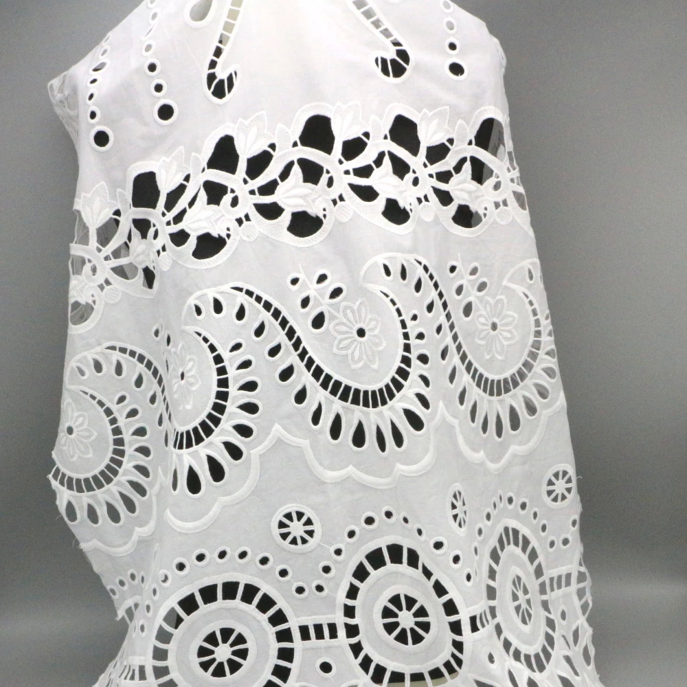 Хлопковая полая ткань для вышивки с большим цветочным узором кружевная вышивка
