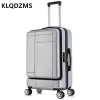 klqdzms high quality business suitcase with wheel travel luggage front opening storage computer 20 inch boarding case female