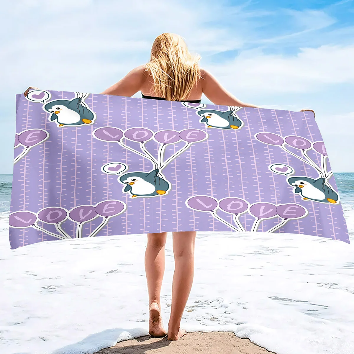 

Пляжные полотенца в виде пингвина и птицы, быстросохнущее мягкое и абсорбирующее банное полотенце из микрофибры, пляжное полотенце большого размера для путешествий и походов