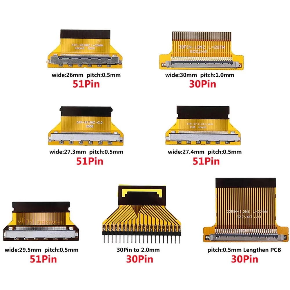 Экран LVDS FIX30P к FPC 30P/51P1.0/0.5MM Гибкий плоский кабель Интерфейсный адаптер Плата