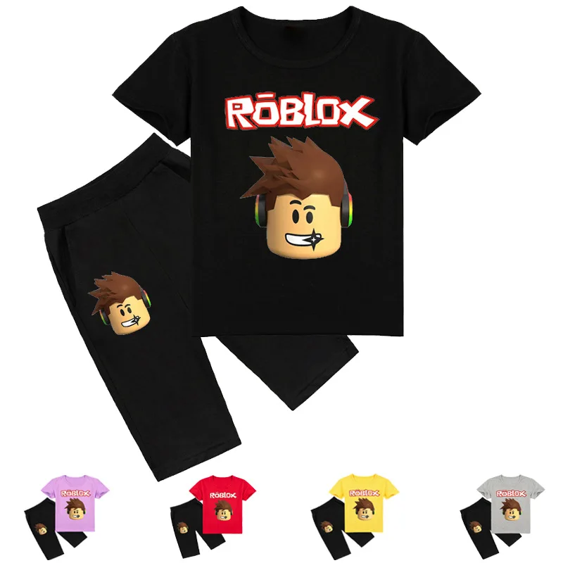 Новинка Детская летняя одежда ROBLOX с принтом мультяшных игр Модная и удобная