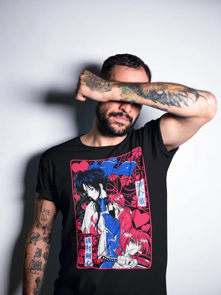 Himura Kenshin футболка Ruroun Samurai Kawai аниме Geek подарок отаку рубашка всех размеров