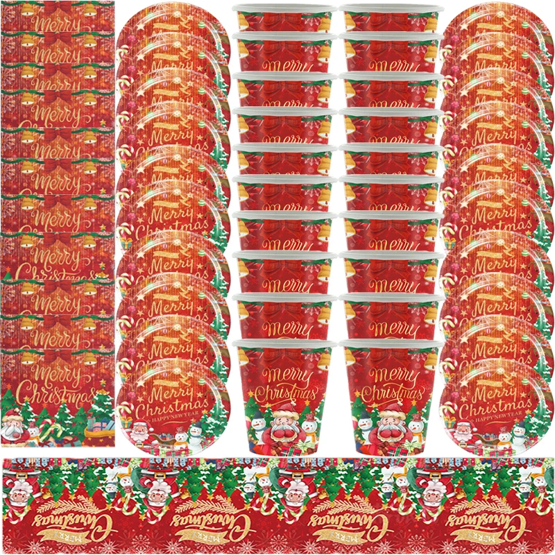 

Счастливого Рождества, бумажная тарелка, одноразовая посуда, Рождественский праздничный набор для девочек