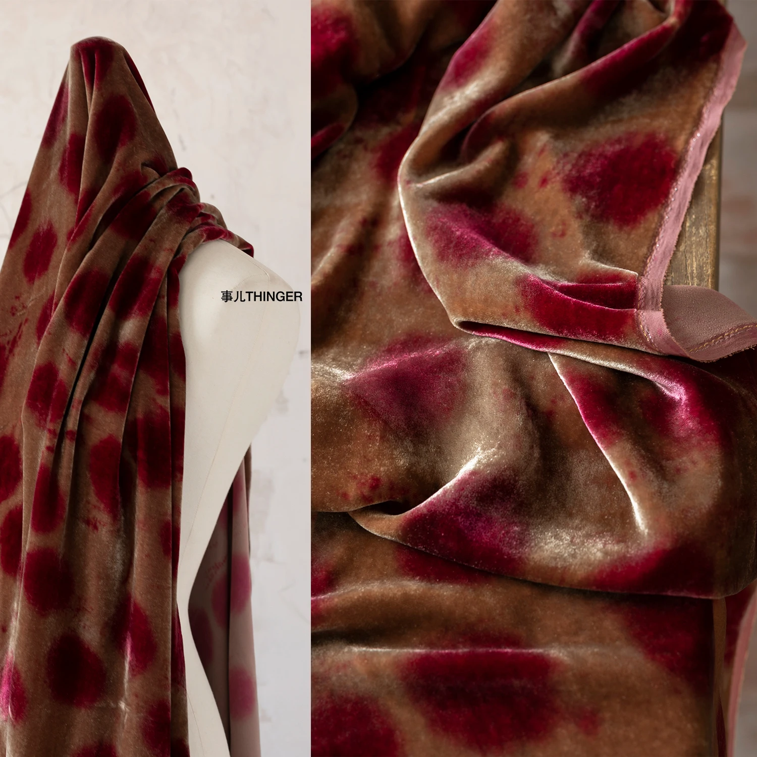 Большой горошек золотой бархат шелковая окрашенная ткань новый китайский