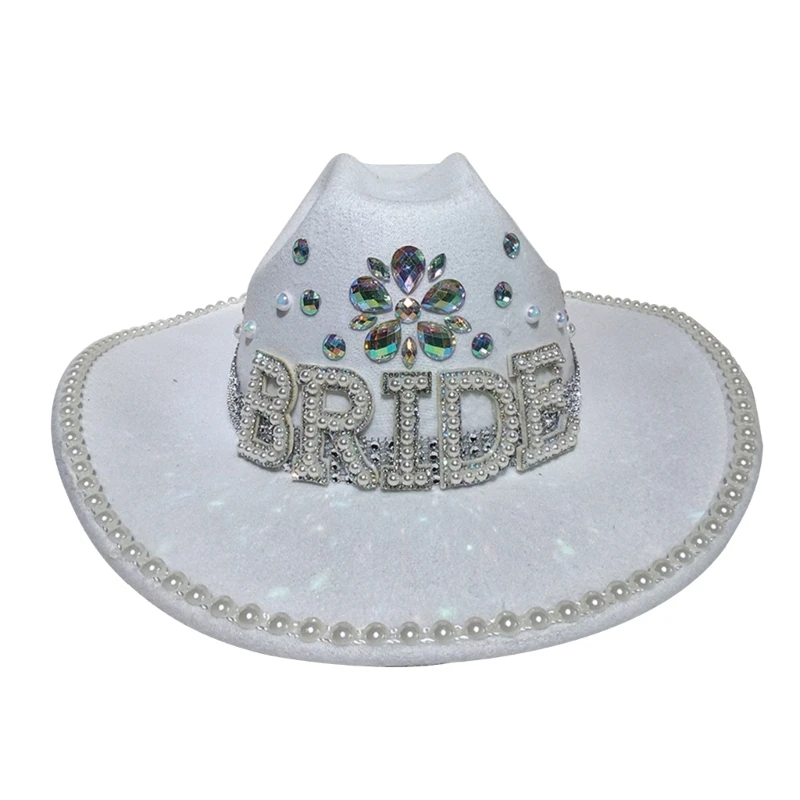 

Bride Fedora Cowboy Hats Mrs Cowgirl Hat Bridal Party Props Women Bachelorette Party Hat For Bridal Party Disco Dress Up