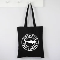 shark tote bags surfing beach bag summer aloha canvas tote bag hawaii shopping bag shark beach cute bag
