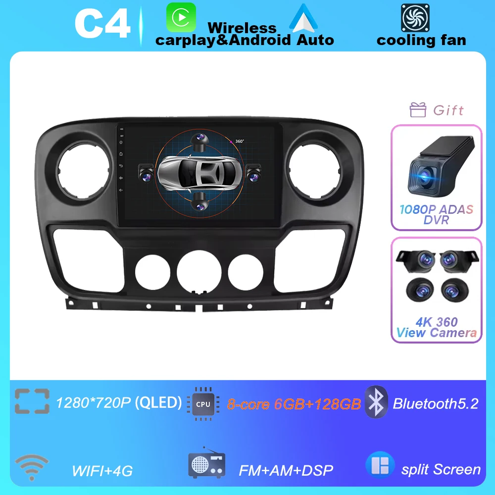 

Android 15 для Nissan NV400 Opel Movano Renault Master II 2 2010-2019 автомобильный радиоприемник мультимедийный плеер авто Carplay видео GPS