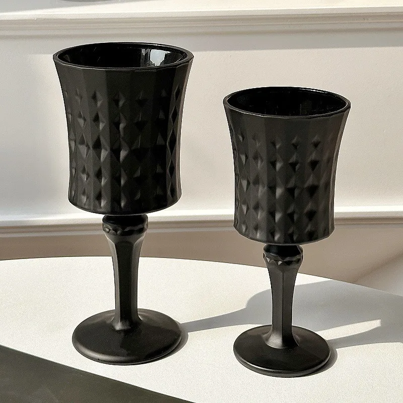 Винтажная черная чашка матовый бокал для красного вина черный набор посуды