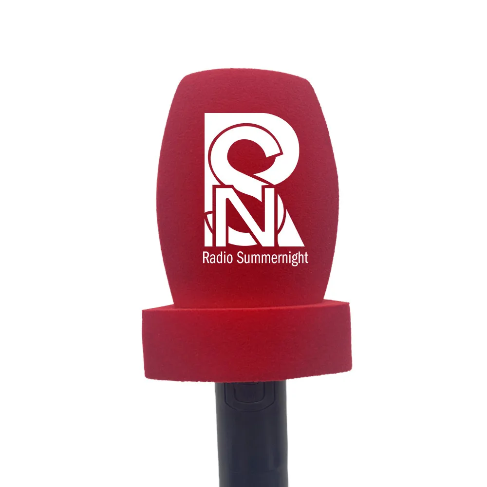Flocking Mic Sponge Print Log Covers Customized Microphone Windscreen Foam Windsshield For TV Stations Reporters Interview