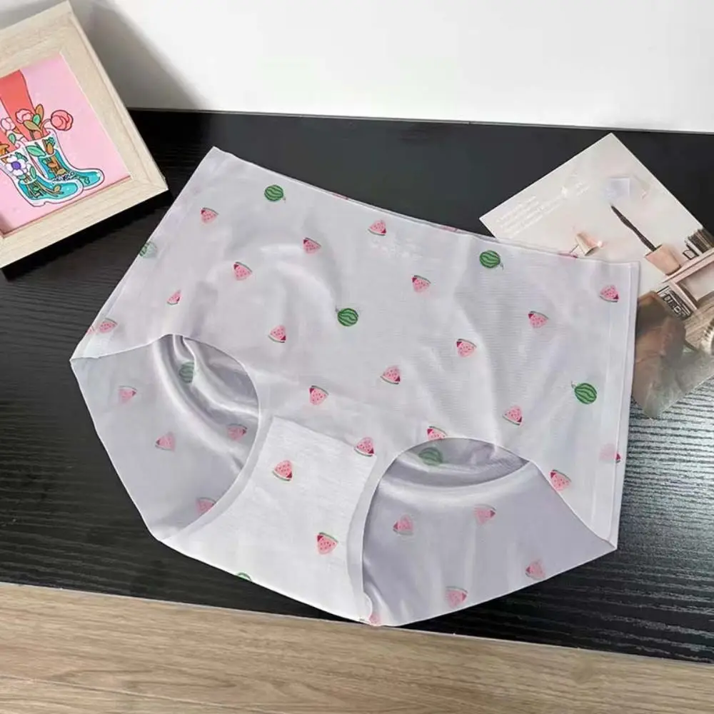Модные трусики из ледяного шелка с арбузом хлопковые тонкие бесшовные трусы