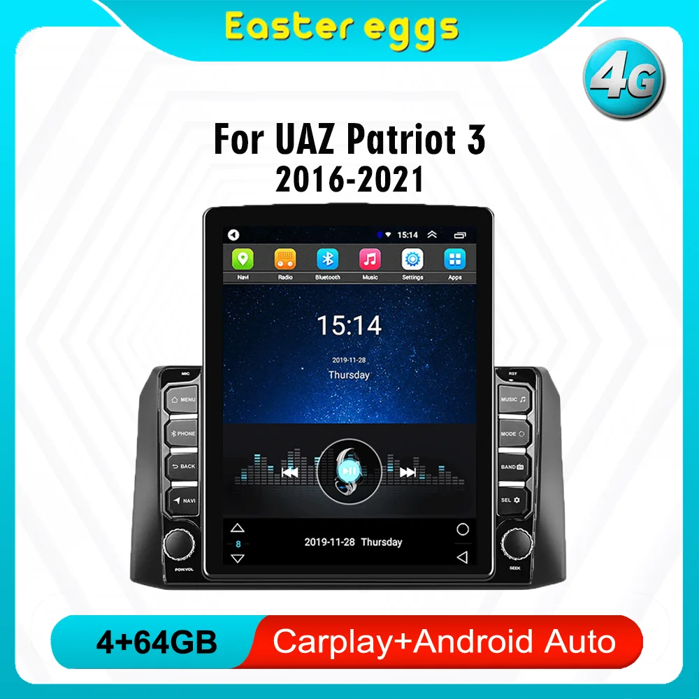 

For UAZ Patriot 3 2016-2021 9.7" 4G Carplay Android Tesla Screen Car Multimedia Player Navigator Autoradio Head Unit With Frame